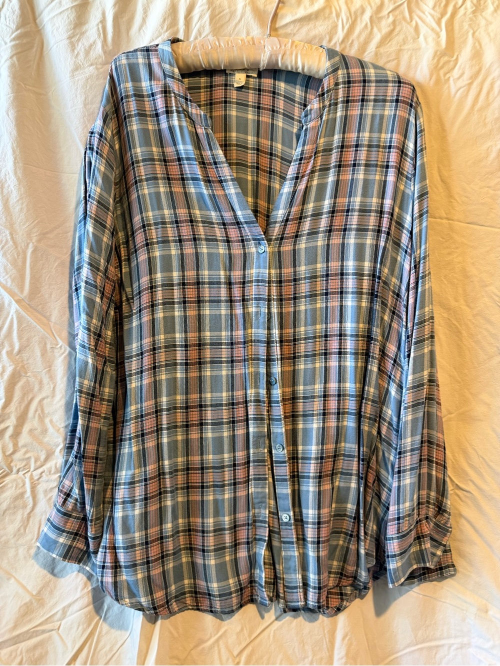 Soft Joie Blue and Pink Plaid Button-Down Shirt